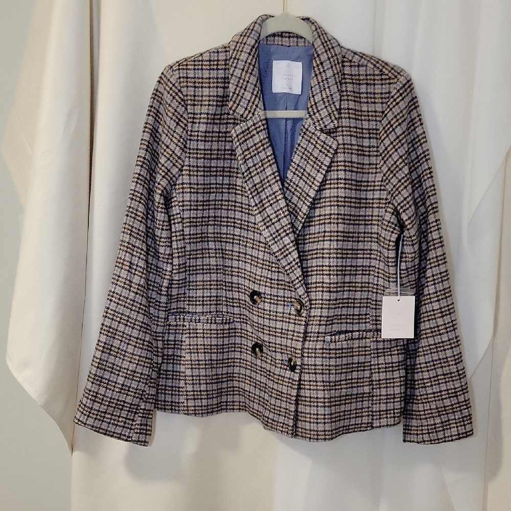 LC Lauren Conrad Black and Gray Plaid Jacket